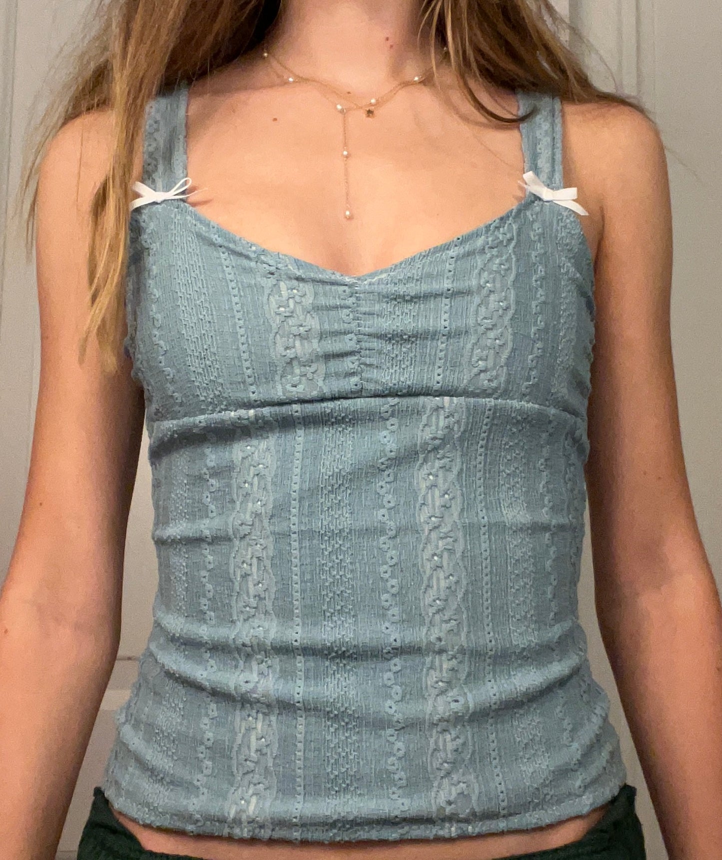 Blue Lace Tank Top